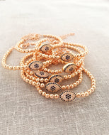 Evil Eye Bracelet, Rose Gold Beads Bracelet - Evileyefavor