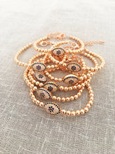 Evil Eye Bracelet, Rose Gold Beads Bracelet - Evileyefavor