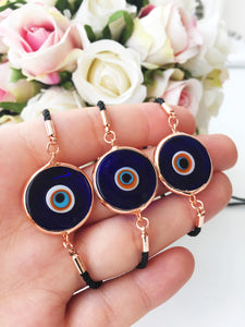 Blue Evil Eye Bracelet, Adjustable Murano Bracelet - Evileyefavor