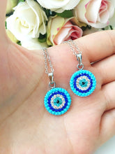 Evil eye necklace, turquoise beads necklace, turquoise evil eye necklace - Evileyefavor