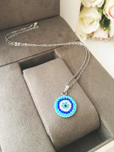 Evil eye necklace, turquoise beads necklace, turquoise evil eye necklace - Evileyefavor