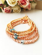 Minimalist Evil Eye Bracelet, Beaded Bracelets Rose Gold - Evileyefavor