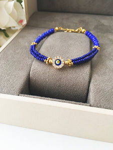 Blue Evil Eye Bracelet, Miyuki Beads Bracelet - Evileyefavor
