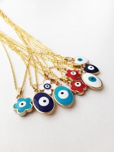 Evil eye necklace, evil eye charm necklace, clover charm necklace, evil eye jewelry - Evileyefavor