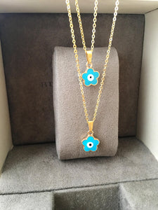 Evil eye necklace, evil eye charm necklace, clover charm necklace, heart evil eye jewelry - Evileyefavor
