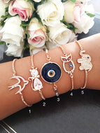 Rose Gold Bracelet, Murano Evil Eye Bracelet, Animal Bracelet - Evileyefavor