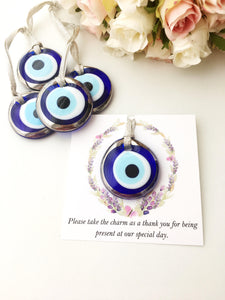 Wedding favors for guest with silver evil eye charms - Evileyefavor