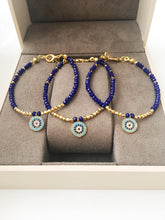 Evil Eye Charm Bracelet, Blue Seed Beads Bracelet - Evileyefavor