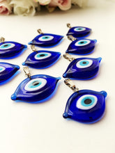 Evil eye beads, blue evil eye charm, oval evil eye beads, murano glass beads - Evileyefavor