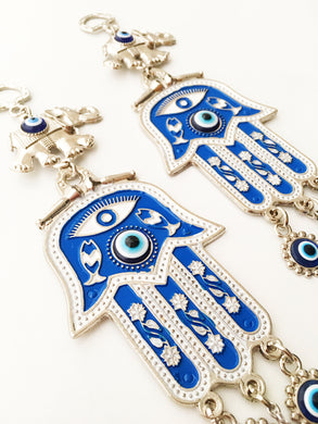 Blue Hamsa Evil Eye Wall Art - Evileyefavor