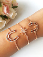 Lucky Horseshoe Bracelet, Rose Gold Star Bracelet - Evileyefavor