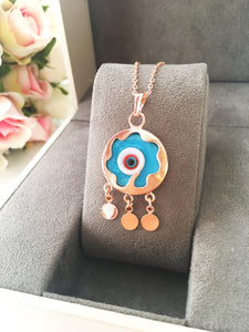 Turquoise necklace, evil eye necklace, blue murano glass, murani beads, murano - Evileyefavor
