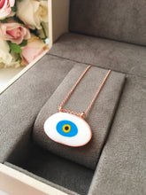 Blue evil eye necklace, enamel evil eye necklace, white evil eye pendant, evil eye charm - Evileyefavor