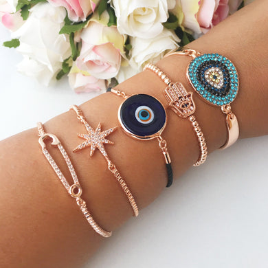 Evil Eye Bracelet Set, Murano Evil Eye Bracelet, Elegant Bracelet - Evileyefavor