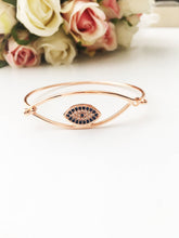 Evil Eye Bangle Bracelet, Evil Eye Jewelry, Rose Gold Bangles - Evileyefavor