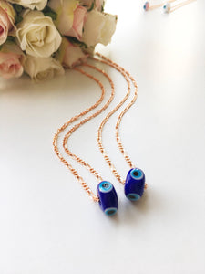 Evil eye necklace, murano necklace, blue evil eye charm necklace, rose gold necklace - Evileyefavor