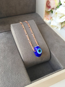 Evil eye necklace, murano necklace, blue evil eye charm necklace, rose gold necklace - Evileyefavor