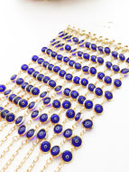 Gold Chain Bracelet, Blue Glass Evil Eye Bracelet - Evileyefavor