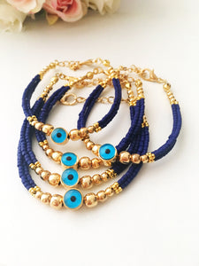 Greek Evil Eye Bracelet, Seed Beads Bracelet - Evileyefavor