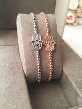 Hamsa Hand Bracelet, Adjustable Lucky Bracelet, Rose Gold Silver - Evileyefavor