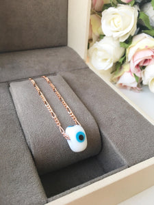 White evil eye beads, evil eye necklace, murano necklace, glass evil eye - Evileyefavor
