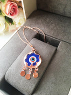 Blue evil eye necklace, murano necklace, rose gold necklace, charm necklace, evil eye charm - Evileyefavor
