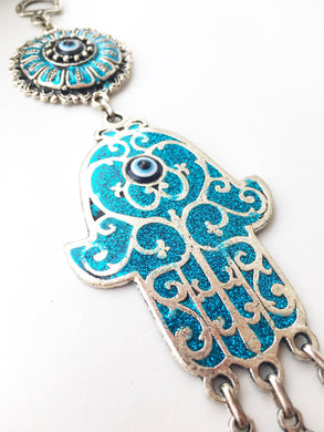 Turquoise Hamsa Evil Eye Wall Hanging - Evileyefavor