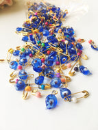 Unique wedding favor, evil eye safety pin, miyuki beads safety pin, nazar boncuk - Evileyefavor