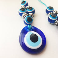 Blue evil eye beads car rear view mirror charm - Evileyefavor