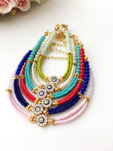 Evil Eye Seed Beads Bracelets, Greek Bracelet, Choose color - Evileyefavor
