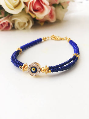 Blue Evil Eye Bracelet, Miyuki Beads Bracelet - Evileyefavor