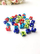 Evil eye charm 5pcs, evil eye beads, murano glass evil eye beads, glass evil eye pendants, lamp work turkish evil eye beads, cubic eye beads - Evileyefavor