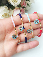 Evil Eye Charm Bracelet, Blue Seed Beads Bracelet - Evileyefavor