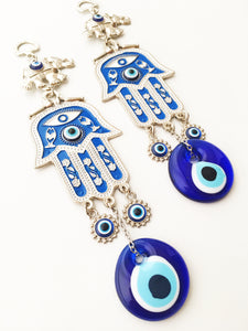 Blue Hamsa Evil Eye Wall Art - Evileyefavor