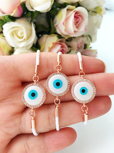 White Evil Eye Bracelet, Mother of Pearl Bracelet, White String Bracelet - Evileyefavor