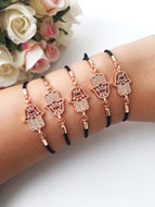 Hamsa Charm Bracelet, Black String Bracelet - Evileyefavor