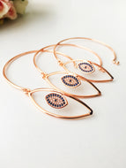 Evil Eye Bangle Bracelet, Evil Eye Jewelry, Rose Gold Bangles - Evileyefavor