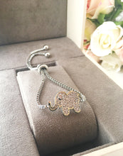 Silver Zircon Elephant Bracelet, Adjustable Lucky Bracelet - Evileyefavor