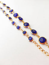 Gold Chain Bracelet, Blue Glass Evil Eye Bracelet - Evileyefavor