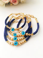 Blue evil eye bracelet, seed beads bracelet, evil eye charm bracelet - Evileyefavor