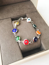 Gold Link Chain Bracelet, Rainbow Evil Eye Bracelet - Evileyefavor