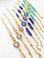 Seed Beads Bracelet, Evil Eye Bracelet, Chain Bracelet - Evileyefavor
