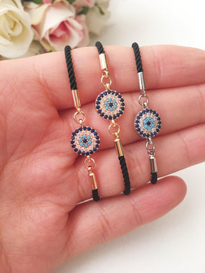 Minimalist Evil Eye Bracelet, Adjustable String Bracelet - Evileyefavor