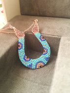 Horseshoe necklace, evil eye necklace, turquoise horseshoe necklace, rose gold horseshoe - Evileyefavor