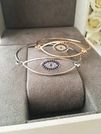 Evil Eye Bangle Bracelet, Rose Gold Silver Cuff Bracelet - Evileyefavor