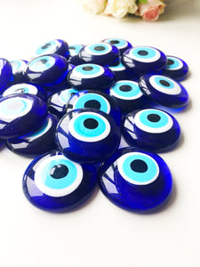 Nazar boncuk, 2 pcs evil eye beads with no hole, evil eye home decor, blue glass evil eye bead, greek evil eye, ojo turco bead, malocchio - Evileyefavor