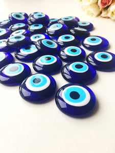 Nazar boncuk, 2 pcs evil eye beads with no hole, evil eye home decor, blue glass evil eye bead, greek evil eye, ojo turco bead, malocchio - Evileyefavor