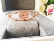 Hamsa Hand Bracelet, Rose Gold Bangle Bracelet, Bangles - Evileyefavor