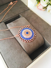 Evil eye necklace, rose gold necklace, evil eye jewelry, zirconia necklace - Evileyefavor