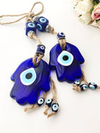 Glass Hamsa Evil Eye Wall Hanging - Evileyefavor